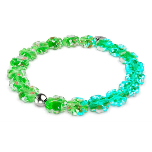 Leuchtendes Kleeblatt | Silber | Glühwürmchen-Glasklee-Armband
